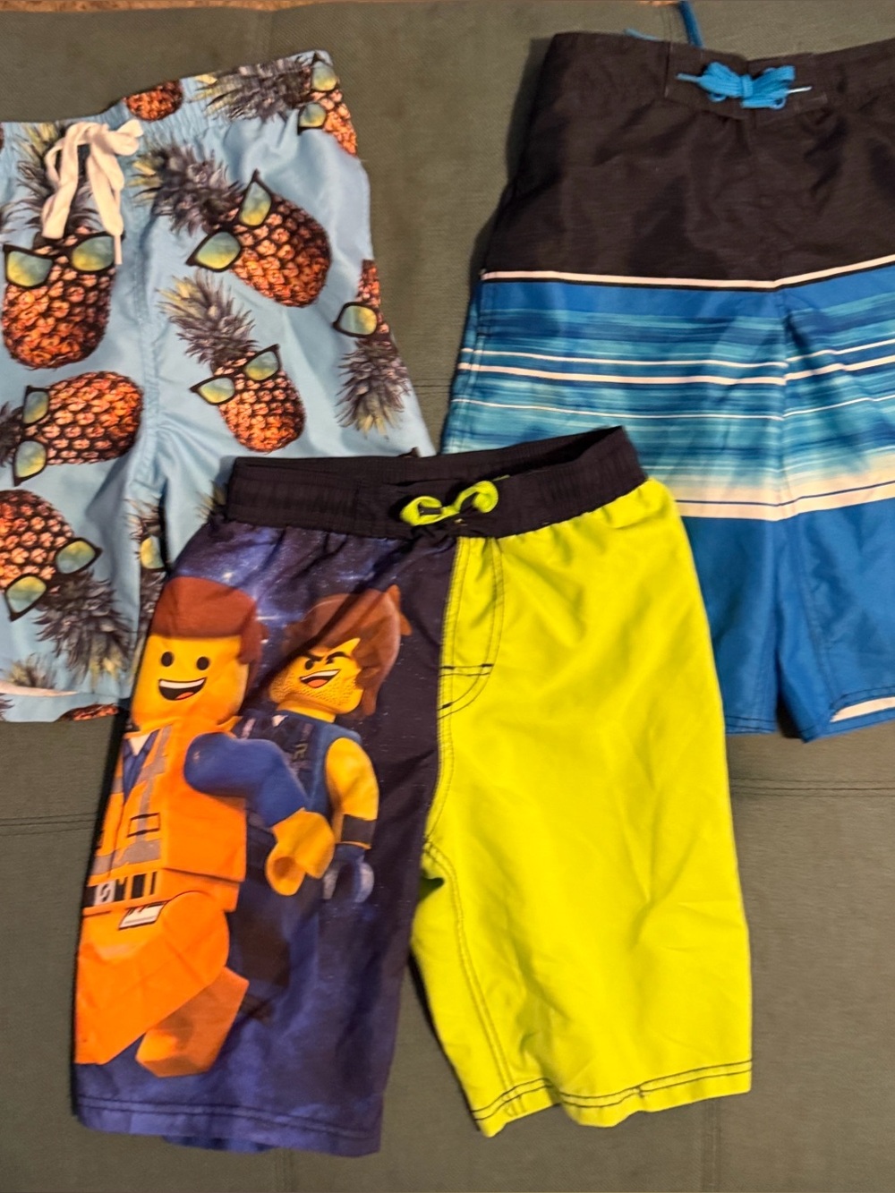 Kids' Bright Lime & Navy Swim Shorts - LEGO Graphic